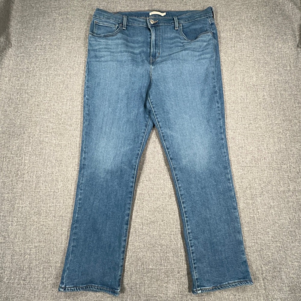 Levis 724 High Rise Straight Crop Jeans Womens 34 Blue Medium Wash Stretch Denim